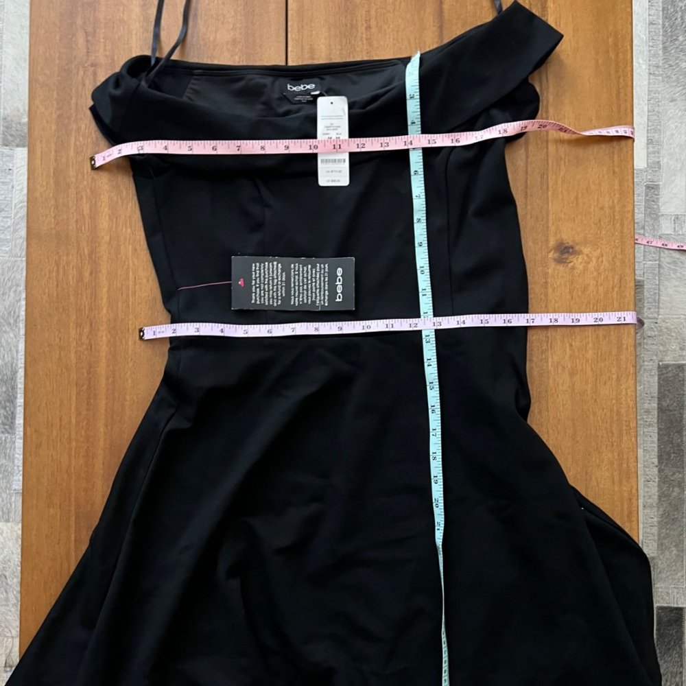 Bebe Black US Medium Off-Shoulder A-Line Dress